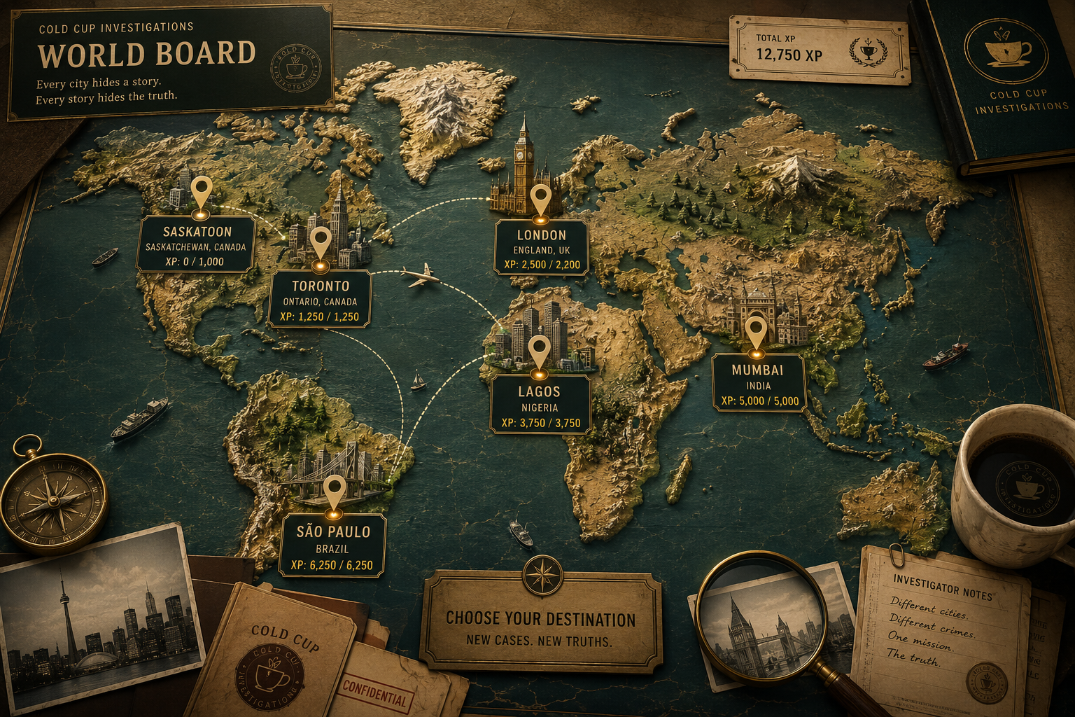 Cold Cup world board map